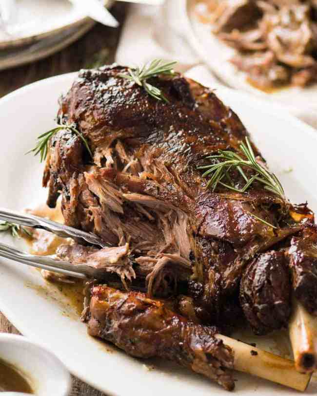 slow roasted organic lamb leg 